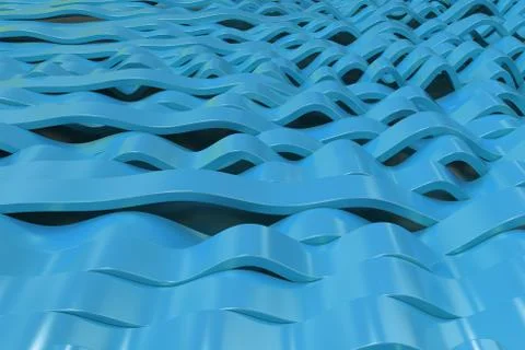 Abstract 3D rendering of blue sine waves Stock Illustration