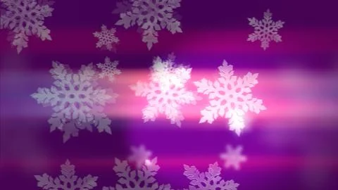 Abstract 3d rendering of bright white winter snowflakes on pink and violet ba Stock Illustration