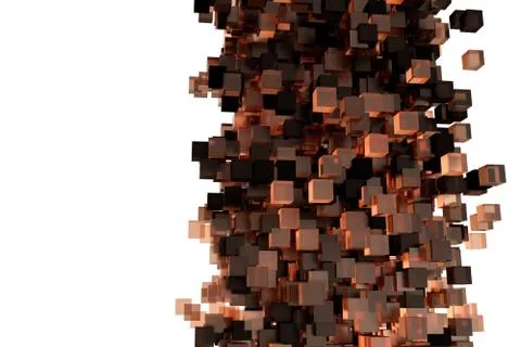 Abstract 3d rendering of chaotic cubes. Cubes in empty space. Futuristic Stock Illustration
