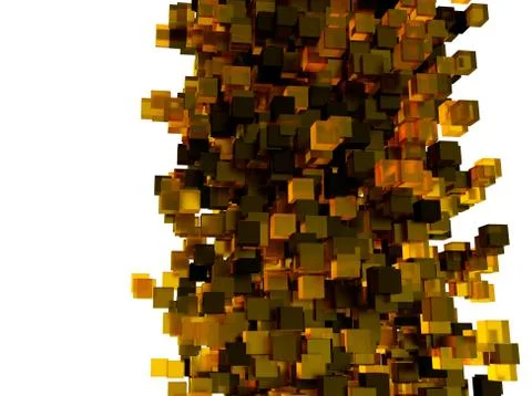 Abstract 3d rendering of chaotic cubes. Flying shapes in empty space. Dynamic Stock Illustration