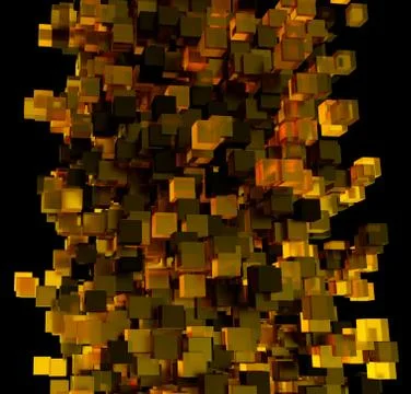 Abstract 3d rendering of chaotic cubes. Flying shapes in empty space. Dynamic Stock Illustration
