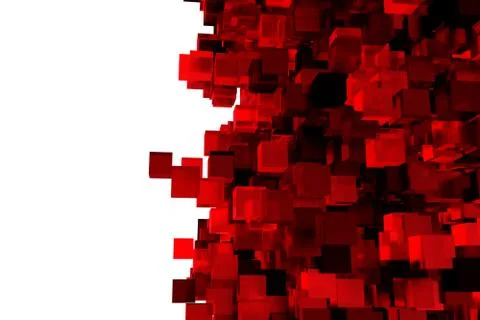 Abstract 3d rendering of chaotic cubes. Flying shapes in empty space. Dynamic Stock Illustration