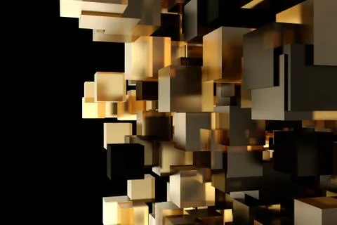 Abstract 3d rendering of chaotic cubes. Cubes in empty space. Futuristic Stock Illustration