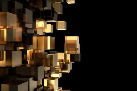 Abstract 3d rendering of chaotic cubes. Cubes in empty space. Futuristic Stock Illustration