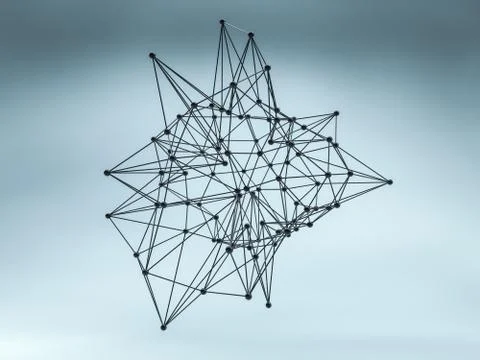 Abstract 3d rendering of chaotic plexus surface. Stock Illustration