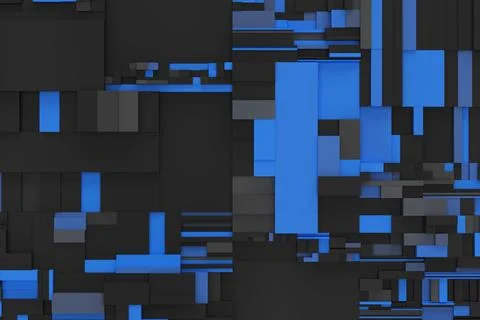 Abstract 3d rendering with chaotic rectangles Stock Photos