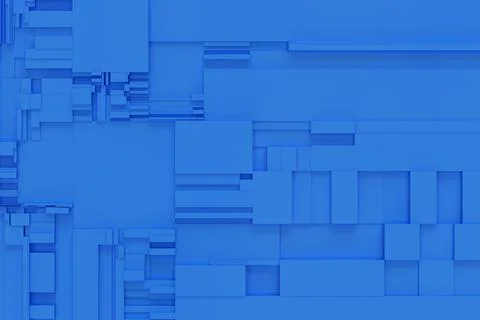 Abstract 3d rendering with chaotic rectangles Foto stock