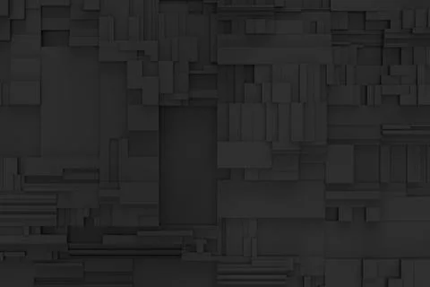 Abstract 3d rendering with chaotic rectangles Foto stock