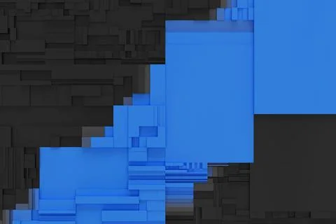 Abstract 3d rendering with chaotic rectangles Stock Photos