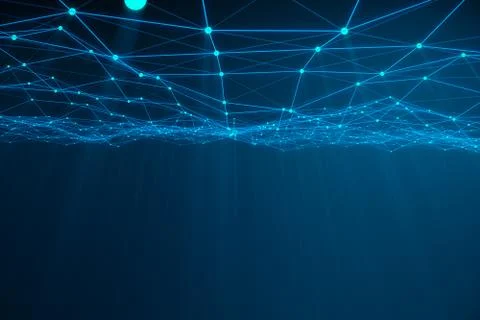 Abstract 3d rendering of chaotic structure. Light background with lines and Stock Illustration