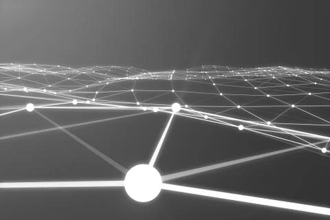 Abstract 3d rendering of chaotic structure. Light background with lines and Stock Illustration