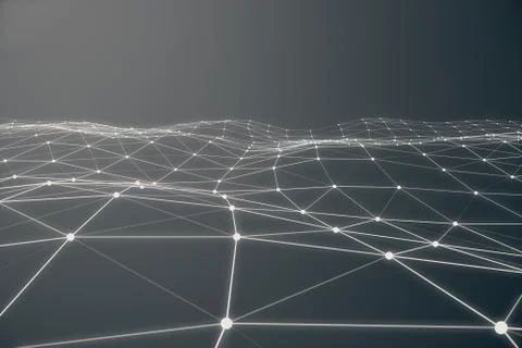 Abstract 3d rendering of chaotic structure. Light background with lines and イラスト素材