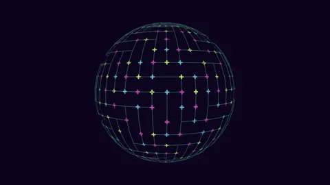 Abstract 3d rendering with circular lines and grid of dots on sphere Vídeo Stock 289198502