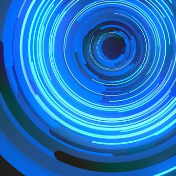 Abstract 3d rendering composition of blue colored circles. Geometric pattern Stock Illustration