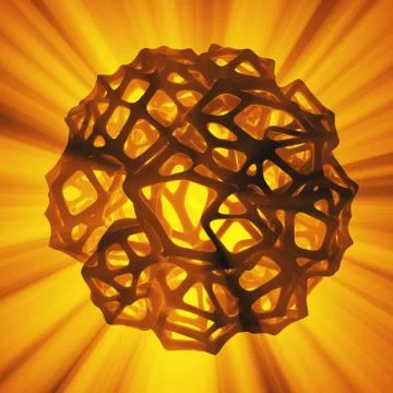 Abstract 3d rendering concept of high poly sphere with chaotic mesh grid Stock Illustration