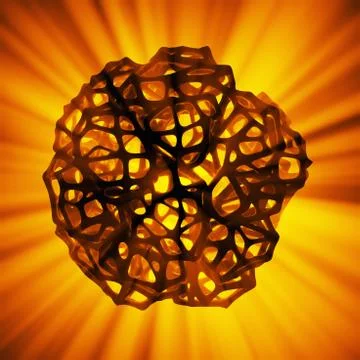 Abstract 3d rendering concept of high poly sphere with chaotic mesh grid Stock Illustration