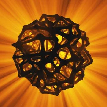 Abstract 3d rendering concept of high poly sphere with chaotic mesh grid Illustrazione stock