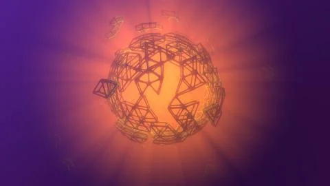 Abstract 3d rendering concept of high poly sphere with chaotic mesh grid 스톡 일러스트