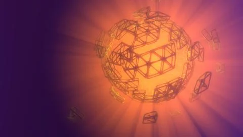 Abstract 3d rendering concept of high poly sphere with chaotic mesh grid 스톡 일러스트