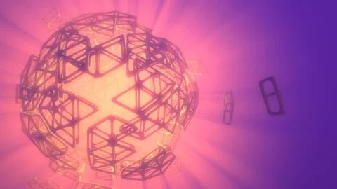 Abstract 3d rendering concept of high poly sphere with chaotic mesh grid Stock Illustration