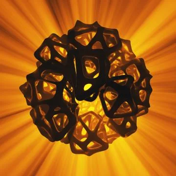 Abstract 3d rendering concept of high poly sphere with chaotic mesh grid Illustrazione stock