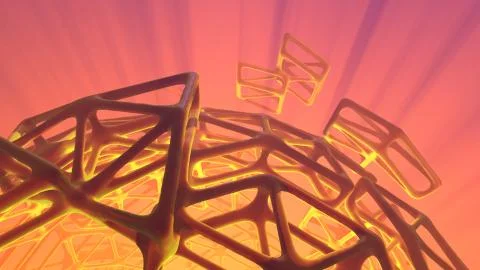 Abstract 3d rendering concept of high poly sphere with chaotic mesh grid 스톡 일러스트