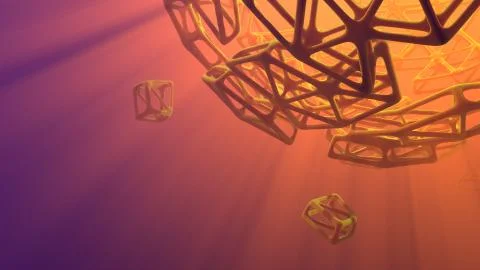 Abstract 3d rendering concept of high poly sphere with chaotic mesh grid 스톡 일러스트