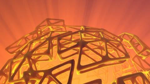 Abstract 3d rendering concept of high poly sphere with chaotic mesh grid Illustrazione stock
