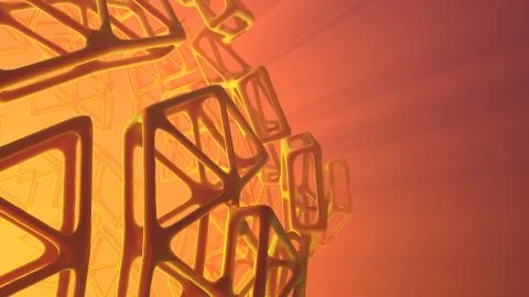 Abstract 3d rendering concept of high poly sphere with chaotic mesh grid Stock Illustration