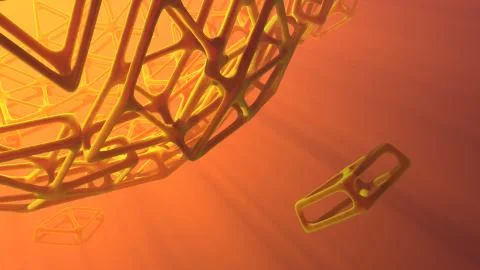 Abstract 3d rendering concept of high poly sphere with chaotic mesh grid Illustrazione stock