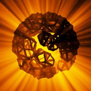 Abstract 3d rendering concept of high poly sphere with chaotic mesh grid Stock Illustration