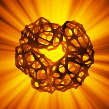 Abstract 3d rendering concept of high poly sphere with chaotic mesh grid Stock Illustration