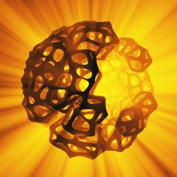 Abstract 3d rendering concept of high poly sphere with chaotic mesh grid Illustrazione stock