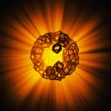 Abstract 3d rendering concept of high poly sphere with chaotic mesh grid Stock Illustration