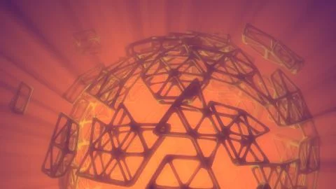 Abstract 3d rendering concept of high poly sphere with chaotic mesh grid Stock Illustration