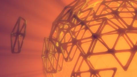 Abstract 3d rendering concept of high poly sphere with chaotic mesh grid Stock Illustration