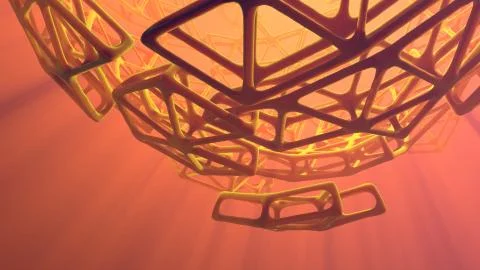 Abstract 3d rendering concept of high poly sphere with chaotic mesh grid Stock Illustration