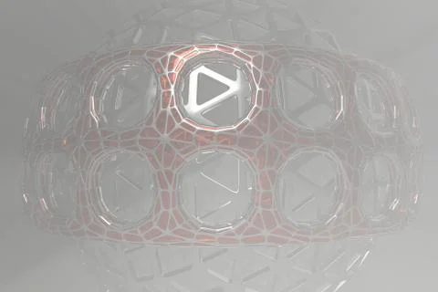 Abstract 3d rendering concept of high poly architecture with steel and glass Stock Illustration