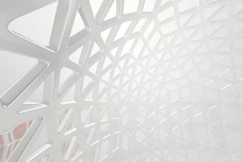 Abstract 3d rendering concept of high poly architecture with steel and glass Stock Illustration