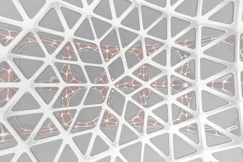 Abstract 3d rendering concept of high poly architecture with steel and glass Illustrazione stock