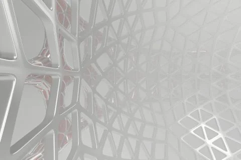 Abstract 3d rendering concept of high poly architecture with steel and glass Stock Illustration