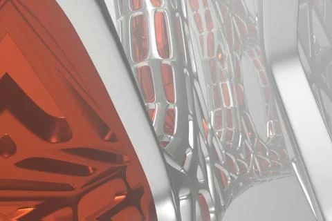 Abstract 3d rendering concept of high poly architecture with steel and glass Stock Illustration