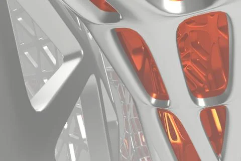 Abstract 3d rendering concept of high poly architecture with steel and glass Stock Illustration