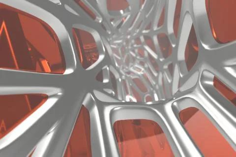 Abstract 3d rendering concept of high poly architecture with steel and glass Stock Illustration