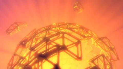 Abstract 3d rendering concept of high poly sphere with chaotic mesh grid Stock Illustration