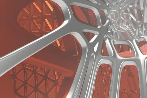 Abstract 3d rendering concept of high poly architecture with steel and glass 스톡 일러스트