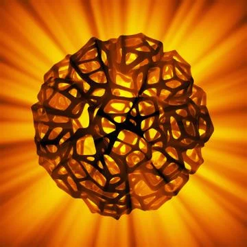 Abstract 3d rendering concept of high poly sphere with chaotic mesh grid Stock Illustration