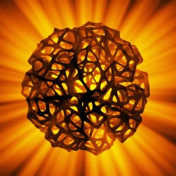 Abstract 3d rendering concept of high poly sphere with chaotic mesh grid Stock Illustration