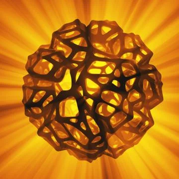 Abstract 3d rendering concept of high poly sphere with chaotic mesh grid Stock Illustration