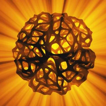 Abstract 3d rendering concept of high poly sphere with chaotic mesh grid Illustrazione stock